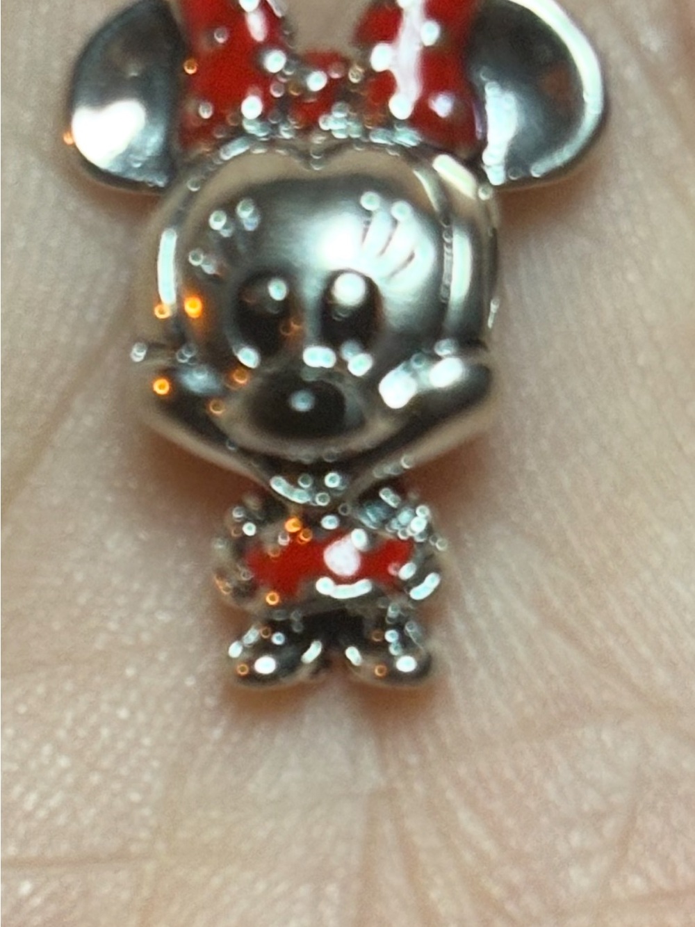 Silver Minnie Mouse Charm with Red Accents